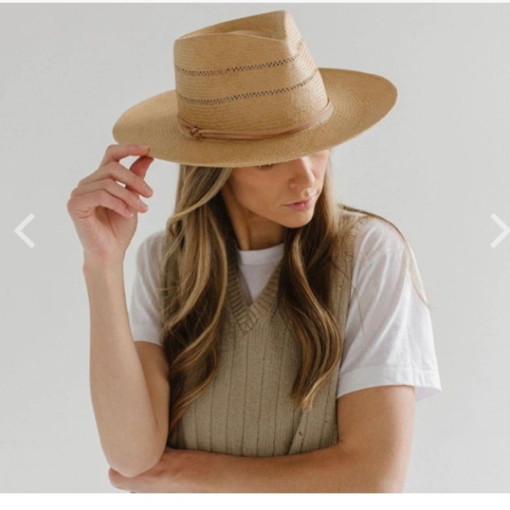 Gigi Pip Arlo Honey Straw teardrop Fedora, size 57 S/M. Brand new! NWOT